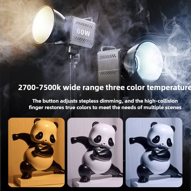Photography Lighting Home - 60W Tri-Color Video Light 2700-7500K COB