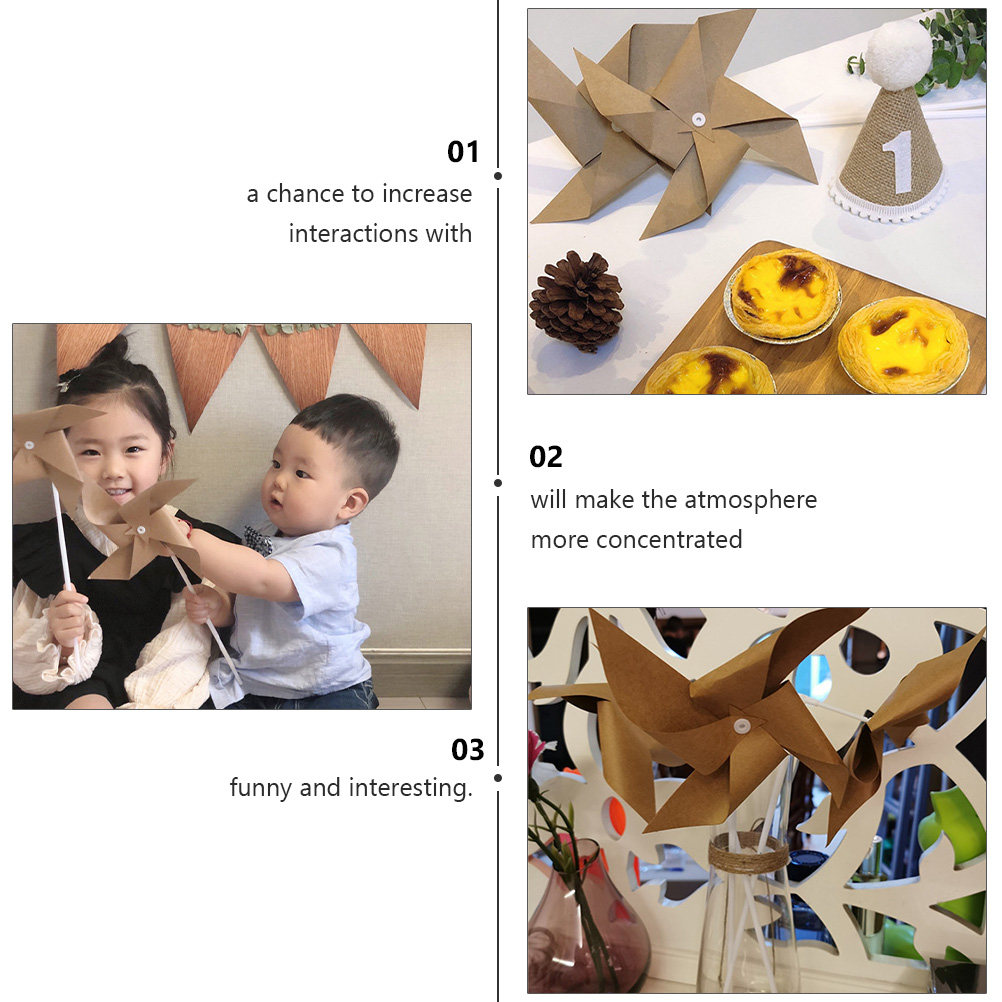 Photography Lighting Home - 3Pcs Vintage Kraft Paper Windmill Decorative