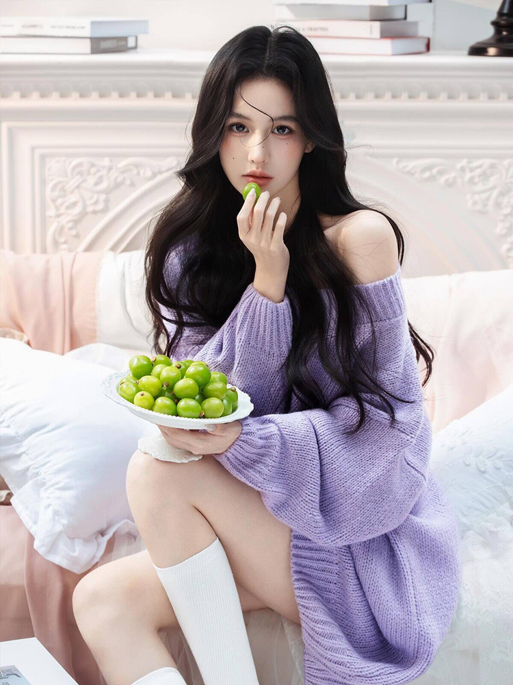 Autumn Winter Purple Sweater O – Photography Lighting Home recenzja i cena